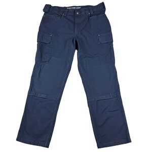 Duluth Trading Pants Men Meas 41.5x32.5 Navy Flex Fire Hose Cargo Double Knee